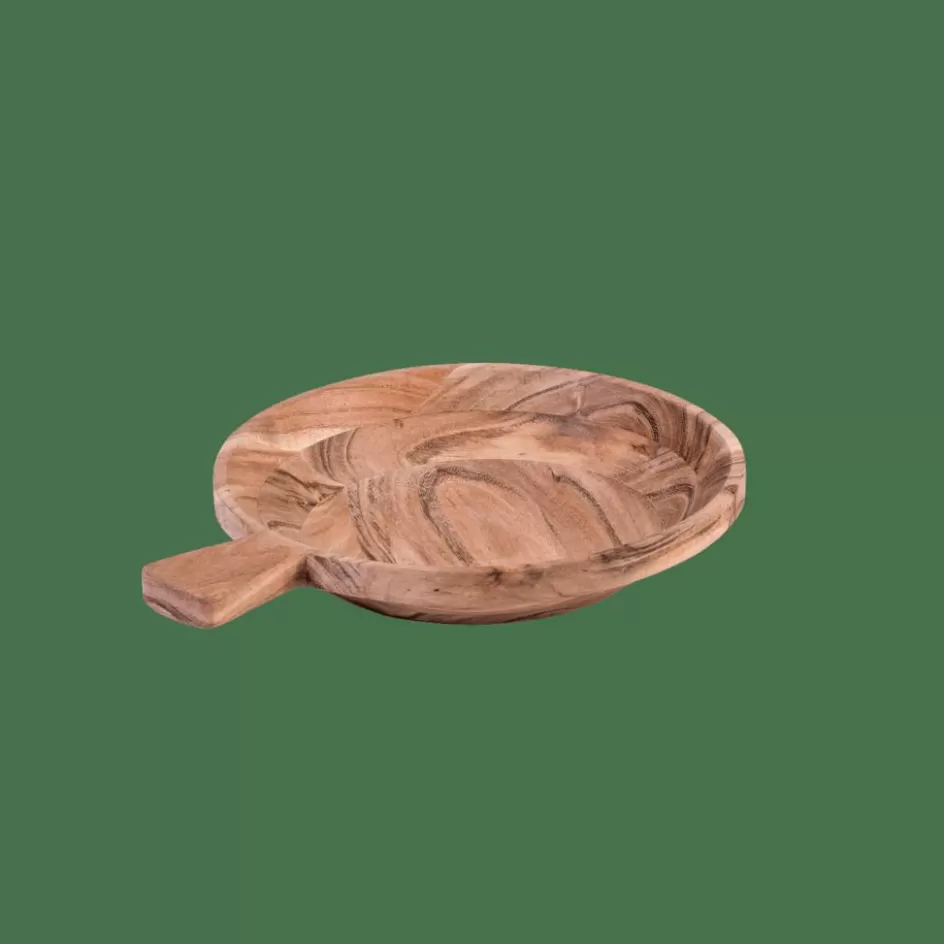 CASA ACACIA CHIC Assiette Creuse Avec Manche Naturel New