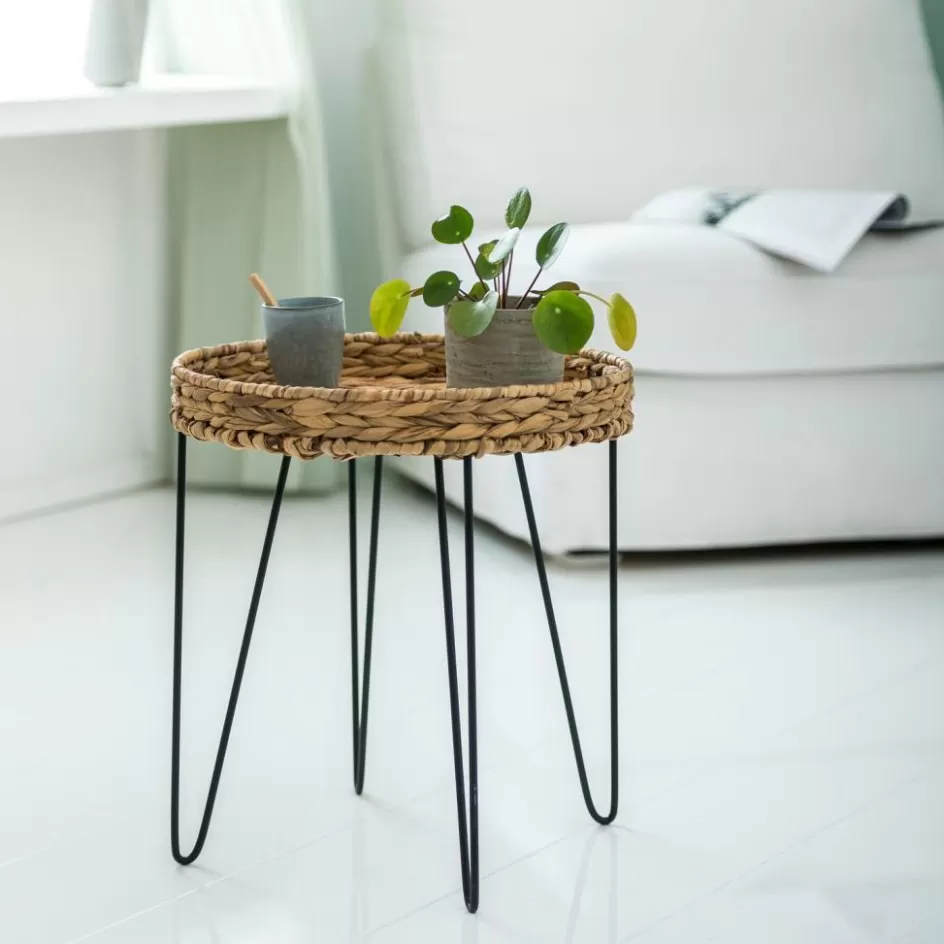 CASA AKELA Table D'appoint Noir, Naturel Hot