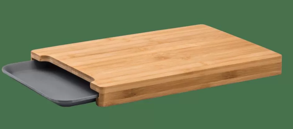 CASA BAMBOO Planche à Découper Avec Récipient Gris, Naturel Clearance