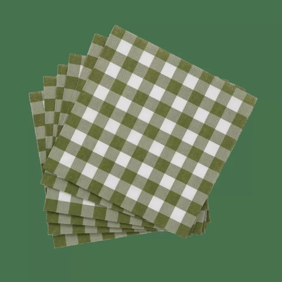 CASA CHECK GREEN Set De 20 Serviettes Vert Discount