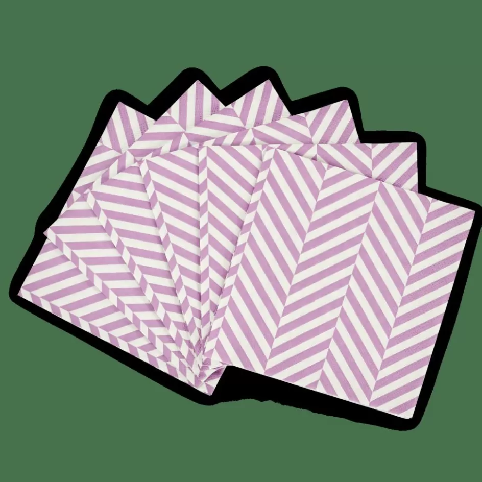 CASA CHEVRON Set De 20 Serviettes Mauve New