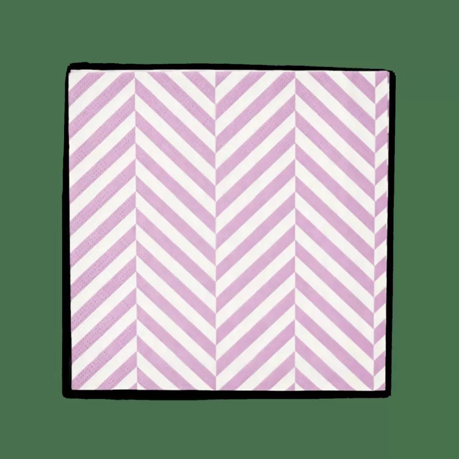 CASA CHEVRON Set De 20 Serviettes Mauve New