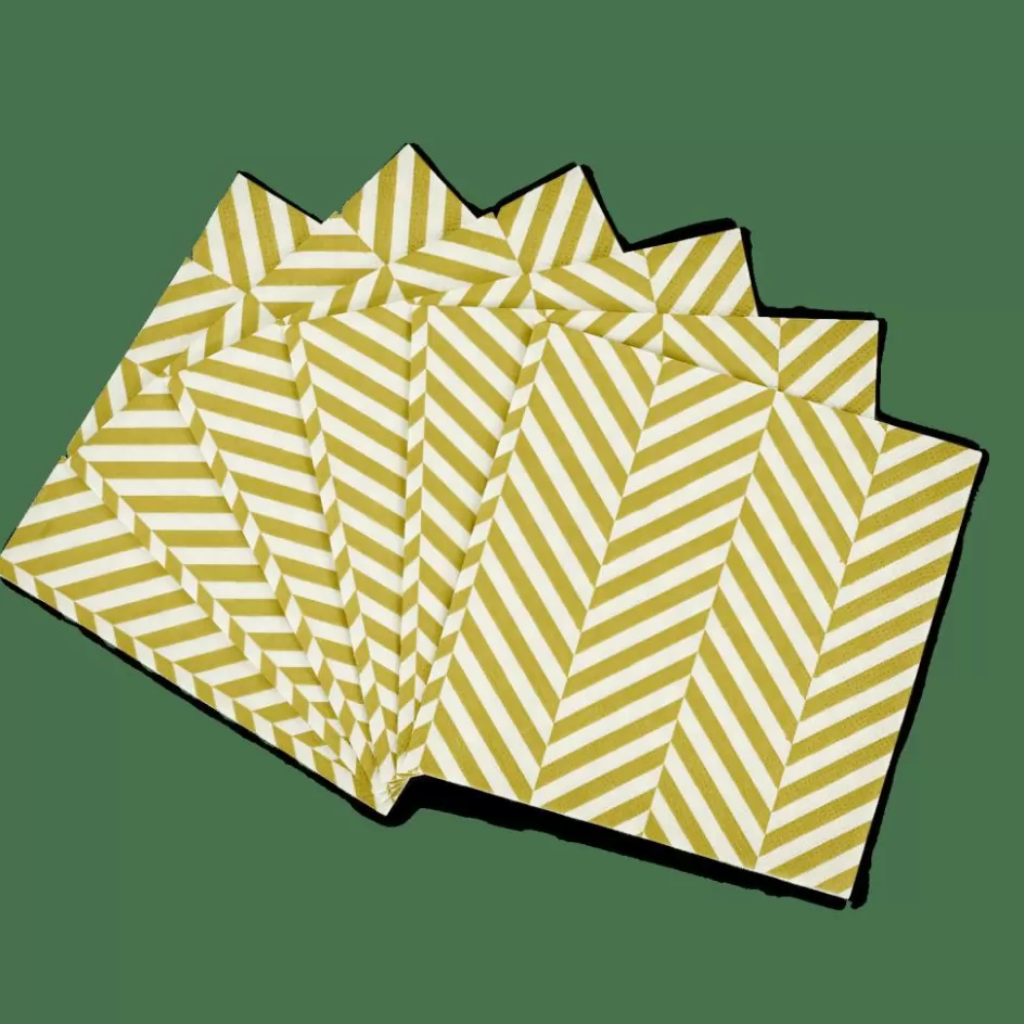 CASA CHEVRON Set De 20 Serviettes Vert Shop