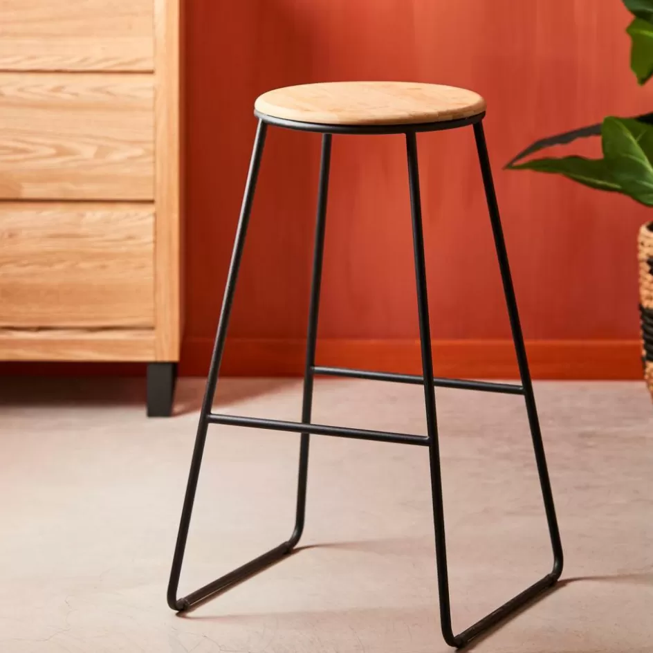 CASA GIULIA Tabouret De Bar Noir, Naturel Cheap