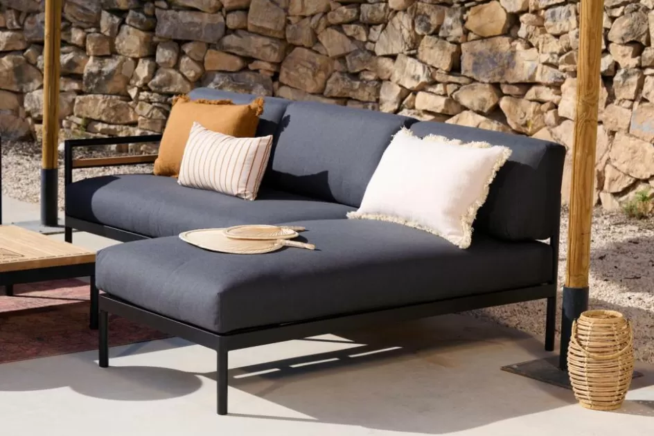 CASA HANNA Chaise Longue Teck Noir New