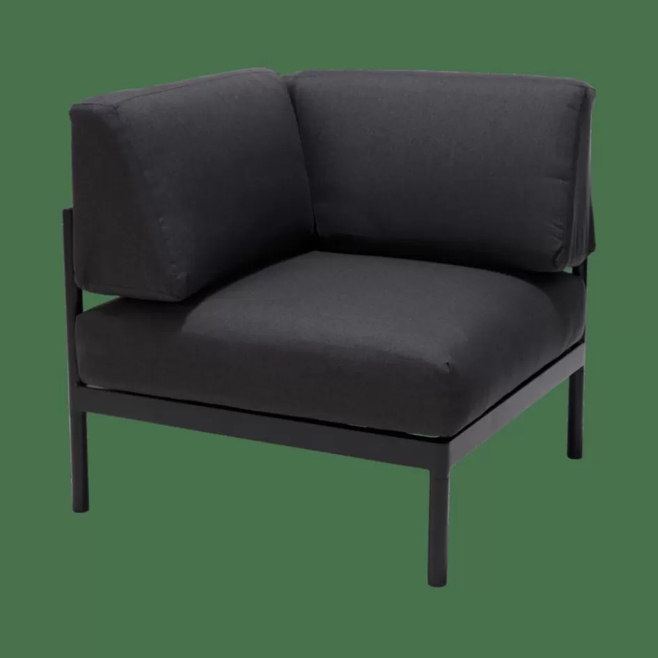 CASA HANNA Lounge Teck Fauteuil Coin Noir Cheap