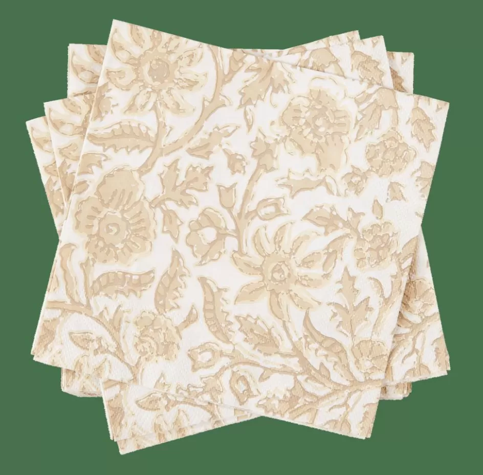 CASA HENNA FLOWER Set De 20 Serviettes Rouge, Beige Flash Sale