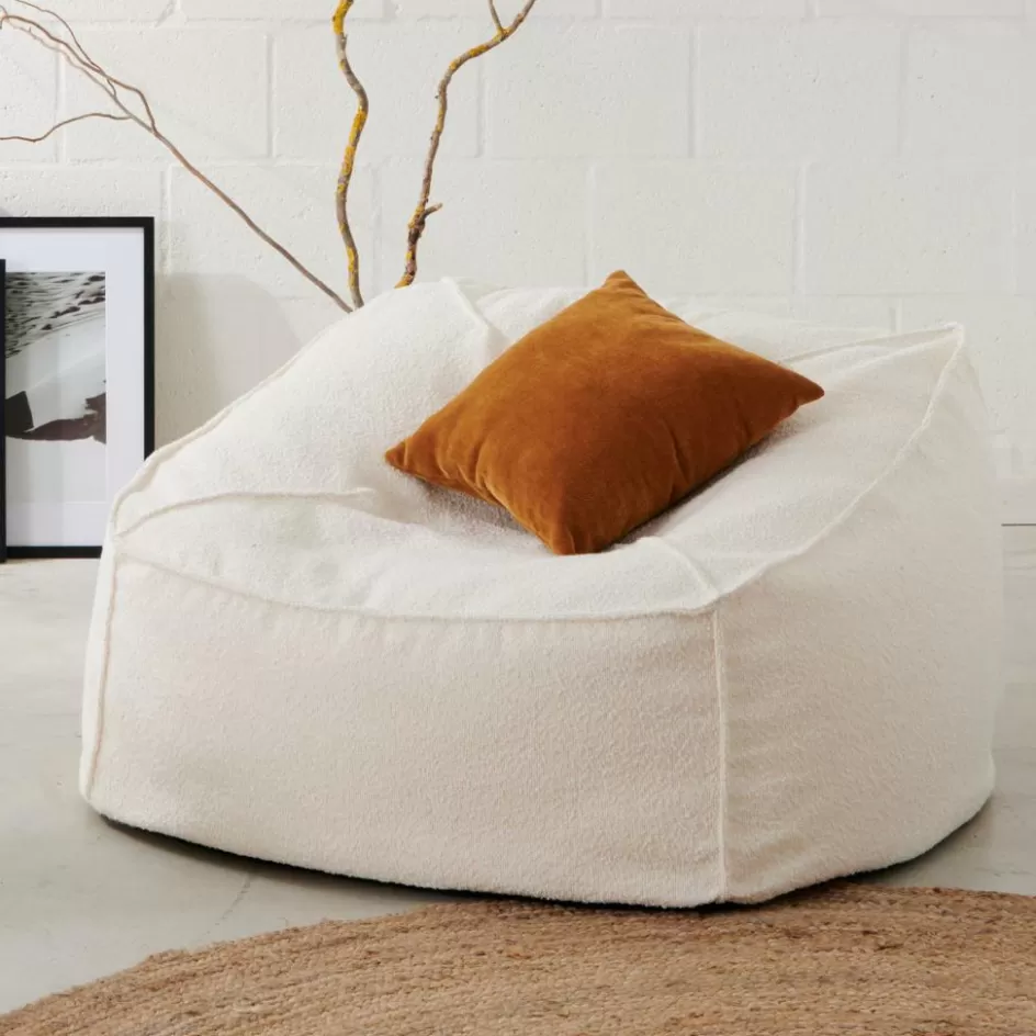 CASA JACKI Fauteuil Pouf Poire Blanc Discount