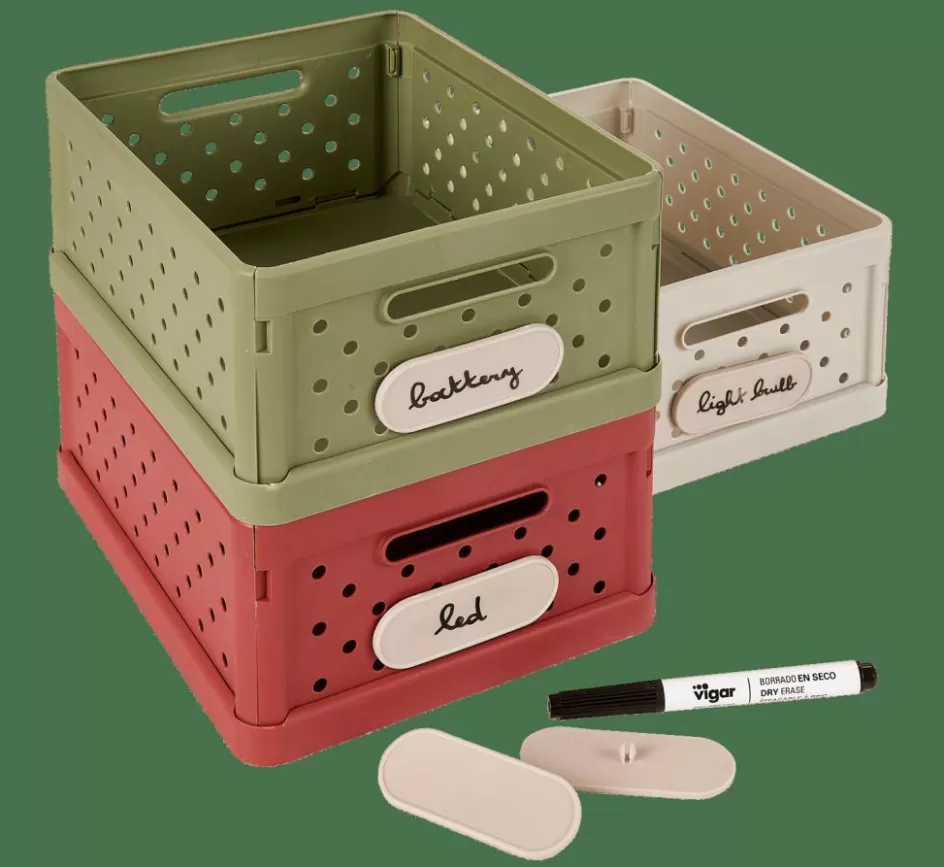 CASA JACQUI Storage étiquettes Et Feutre Pour Caisse Pliante Beige New