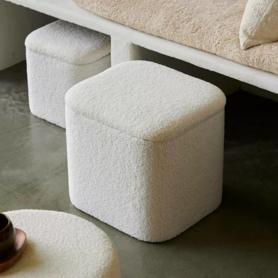 CASA LIAM Pouf Avec Rangement Blanc Flash Sale