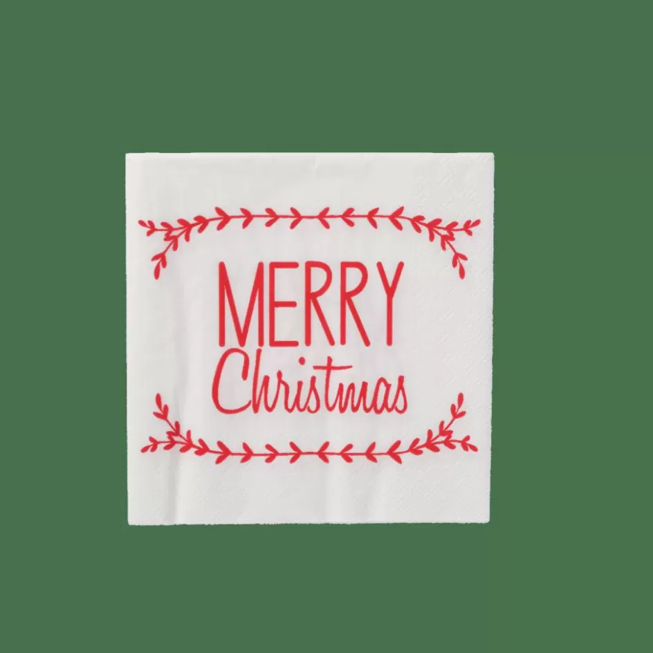 CASA MERRY CHRISTMAS Set De 20 Serviettes Rouge Best