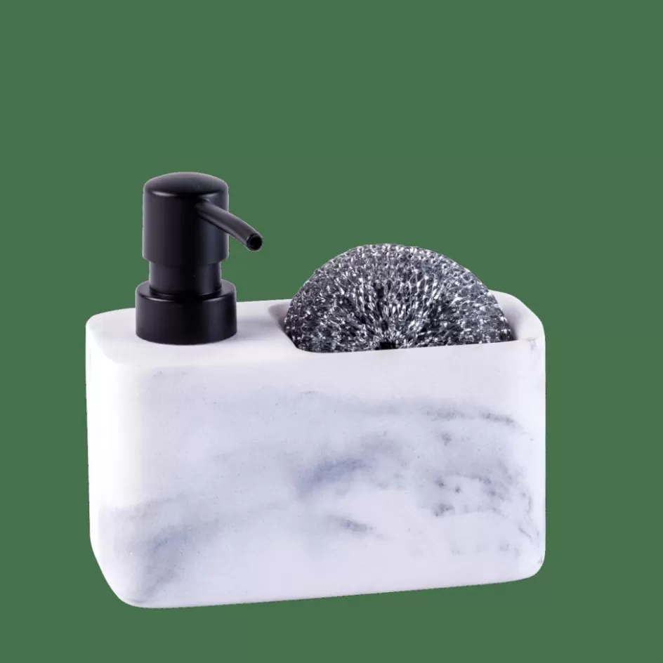 CASA SHADOW Distributeur Savon Avec éponge Noir, Blanc Hot