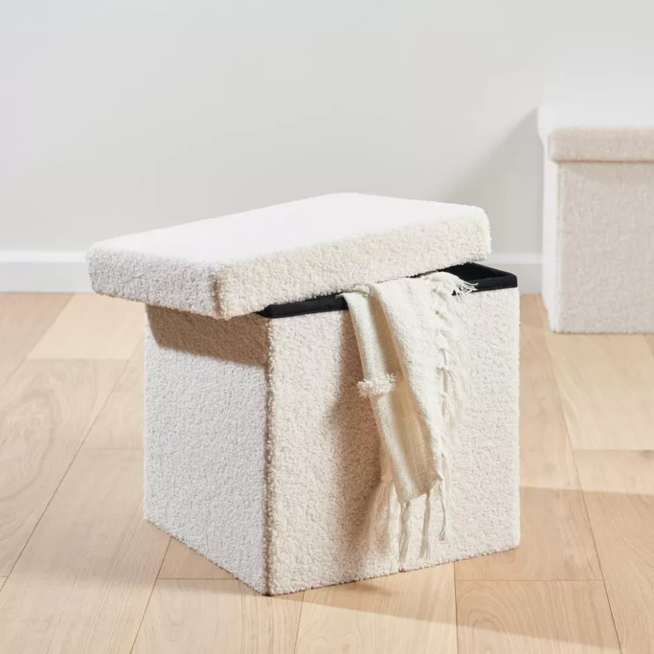 CASA STOR Pouf Pliable Avec Rangement Blanc Outlet