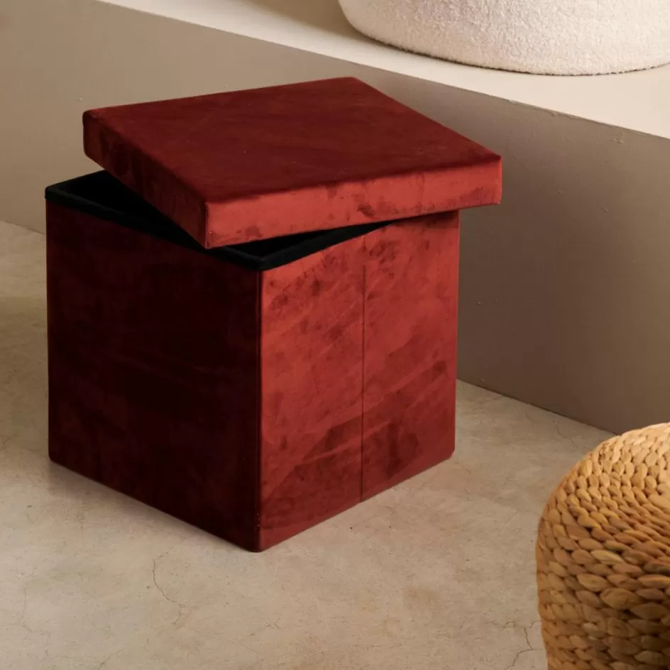 CASA STOR Pouf Pliable Avec Rangement Bordeaux Flash Sale