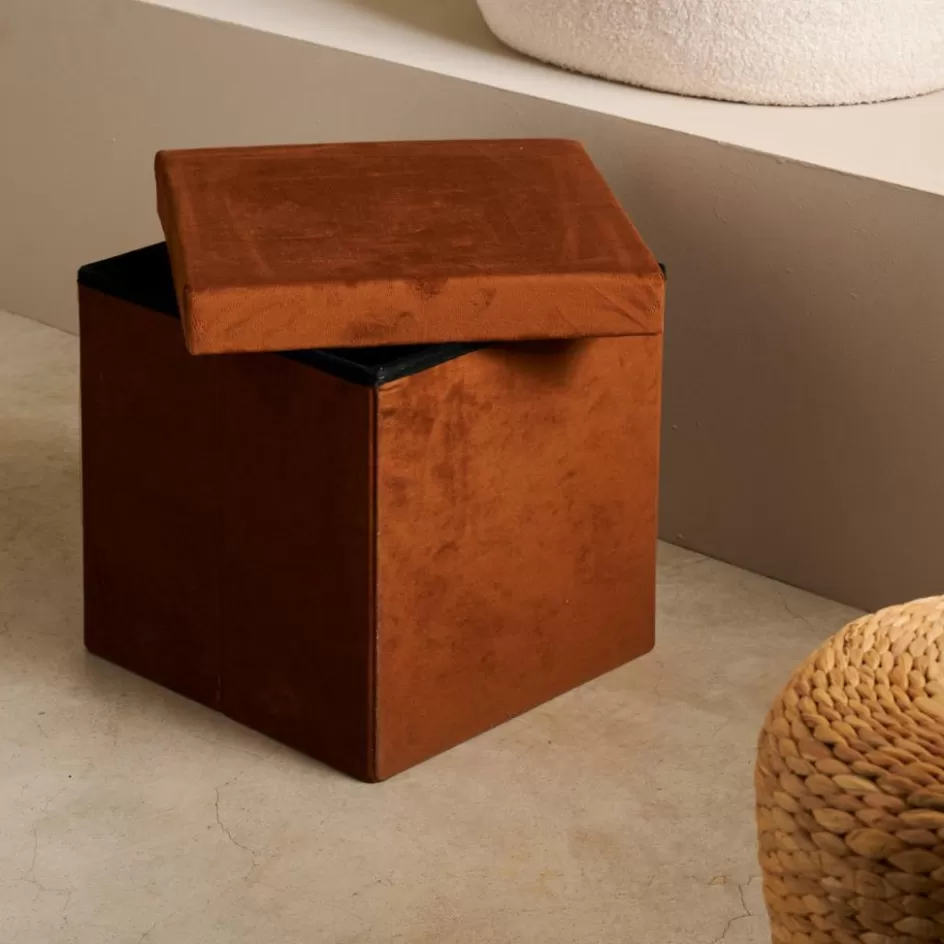 CASA STOR Pouf Pliable Avec Rangement Caramel Store