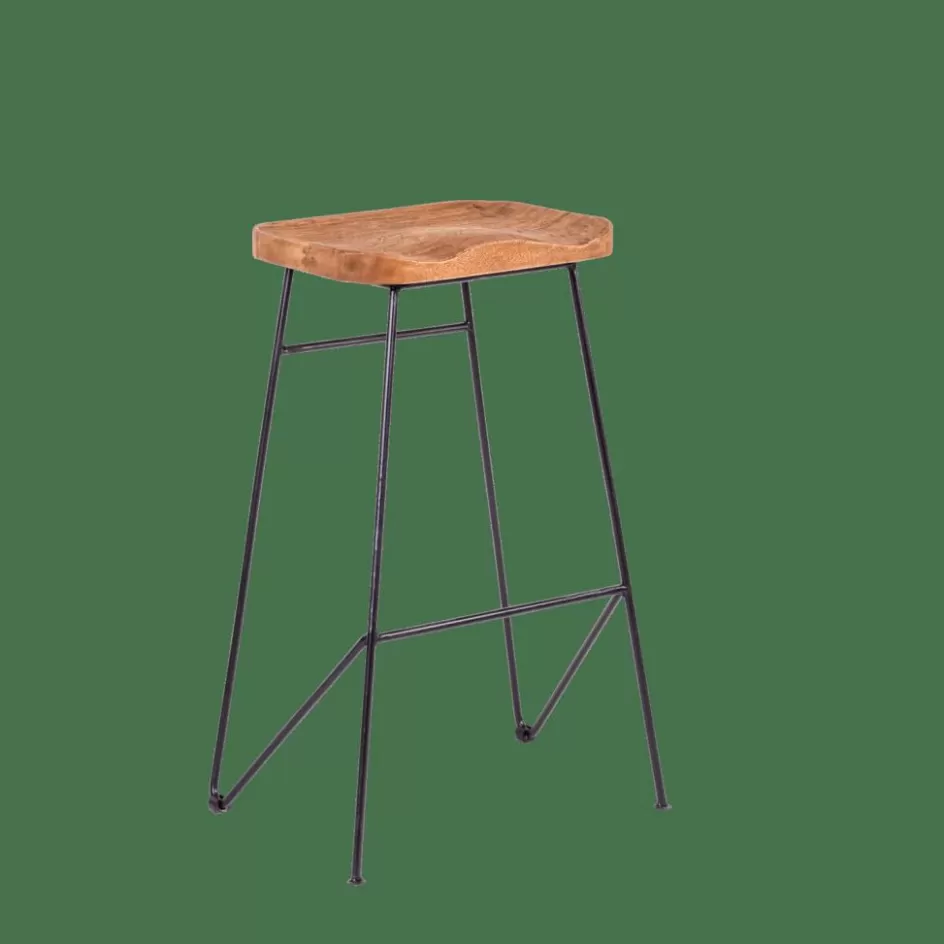 CASA TEAK Tabouret De Bar Noir, Naturel Hot